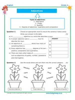 cover image of Grade 4 English: Adjectives